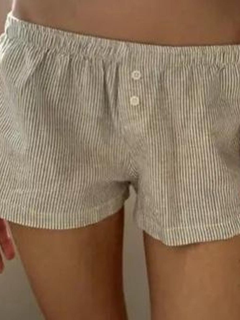 NWT Brandy Melville Kiera Striped Linen-Blend Boxer Shorts - Picture 2 of 8